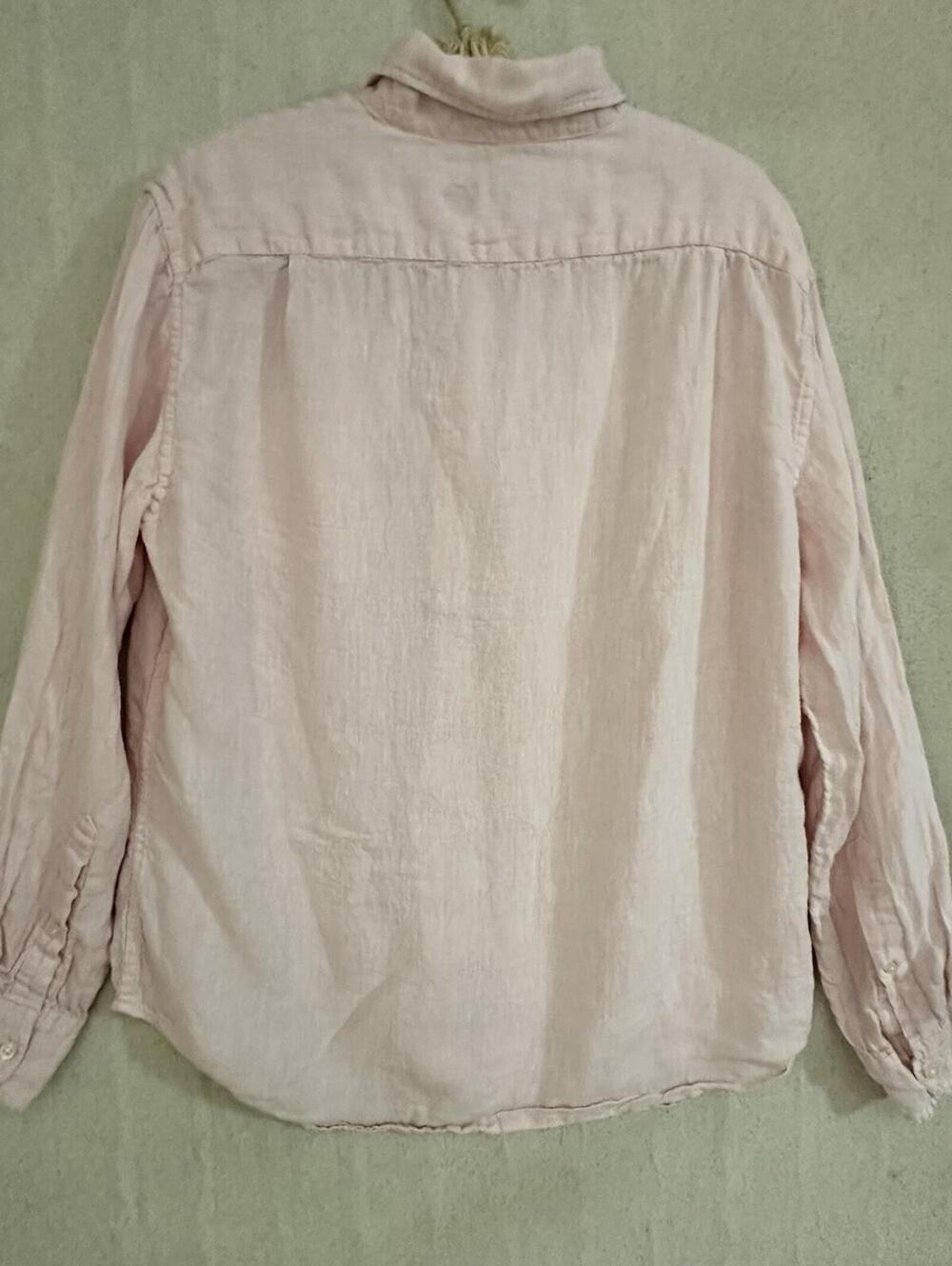 J.Crew Men’s Slim Fit 100% Linen Pastel Pink Long Sleeve Button Up Shirt Sz L - Picture 6 of 9